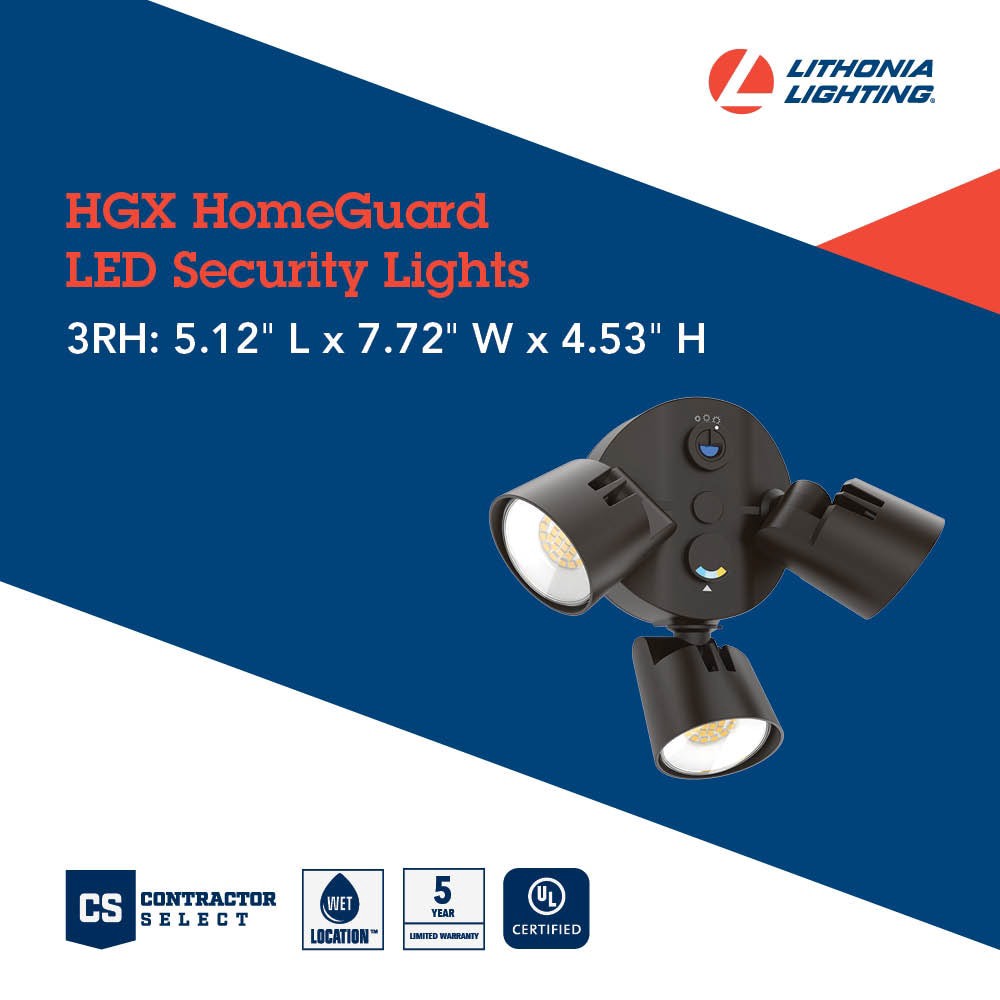 slide 4 of 6, Lithonia Lighting 150 -Watt EQ Hardwired LED Dark bronze 3 -Head Dusk-to-Dawn Flood Light 4100 -Lumen, 1 ct