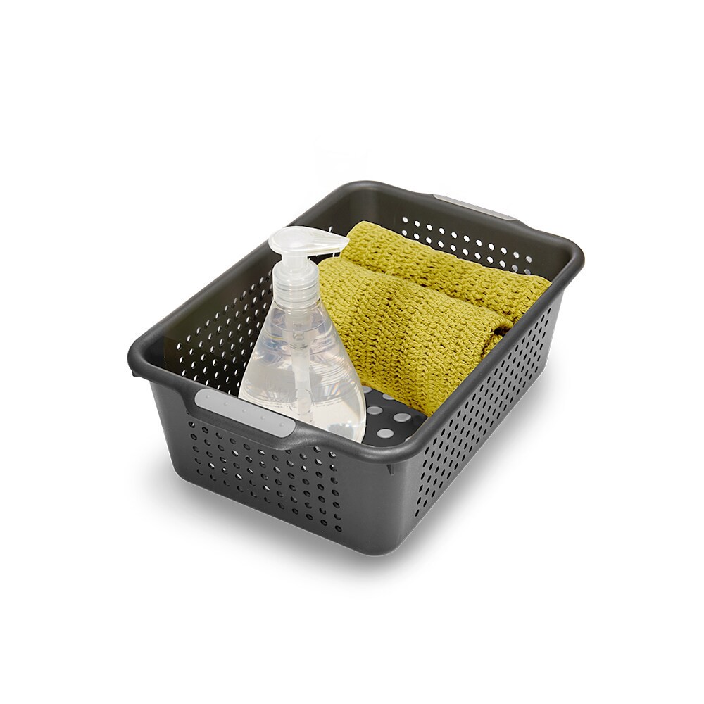 slide 2 of 4, Style Selections ( 8.10-in W x 4.0-in H x 12.10-in D ) Granite Plastic Basket, 1 ct