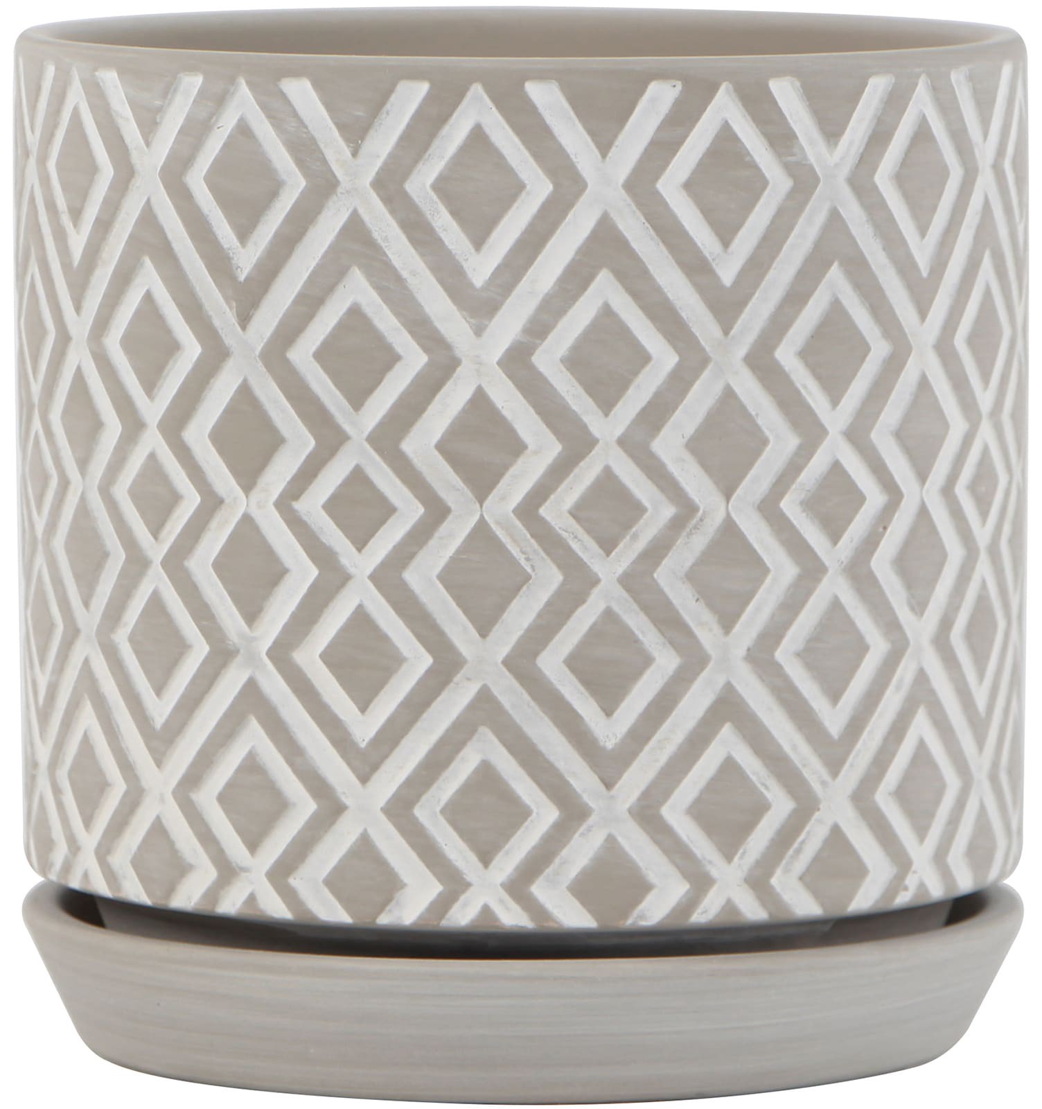 slide 1 of 6, allen + roth Round 5.91-in W x 5.91-in L Gray Ceramic Indoor Planter, 1 ct