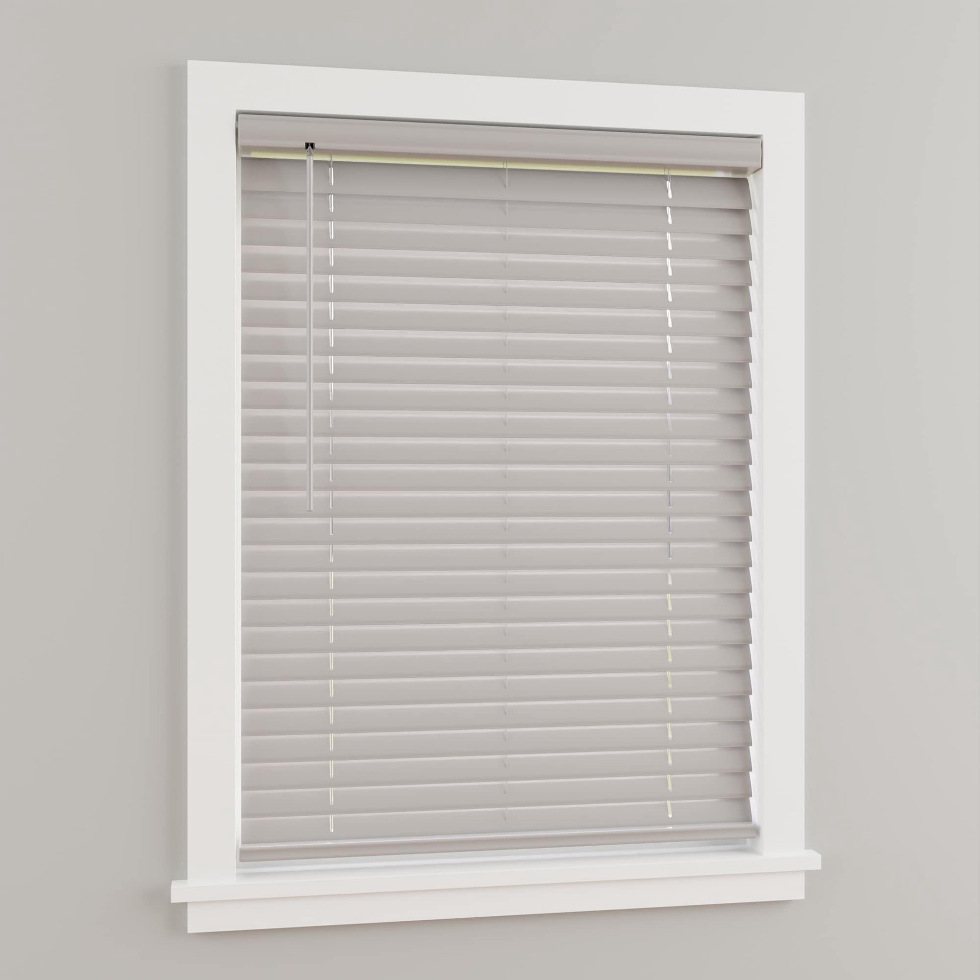 slide 5 of 6, Project Source Premium 2-in Slat Width 29-in x 64-in Cordless Gray Vinyl Room darkening Horizontal blinds, 1 ct