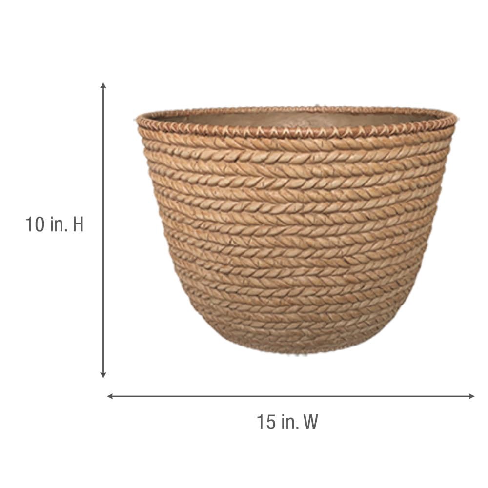 slide 6 of 6, allen + roth Round 15.0-in W x 15.0-in L Orange Resin Indoor/Outdoor Planter, 1 ct