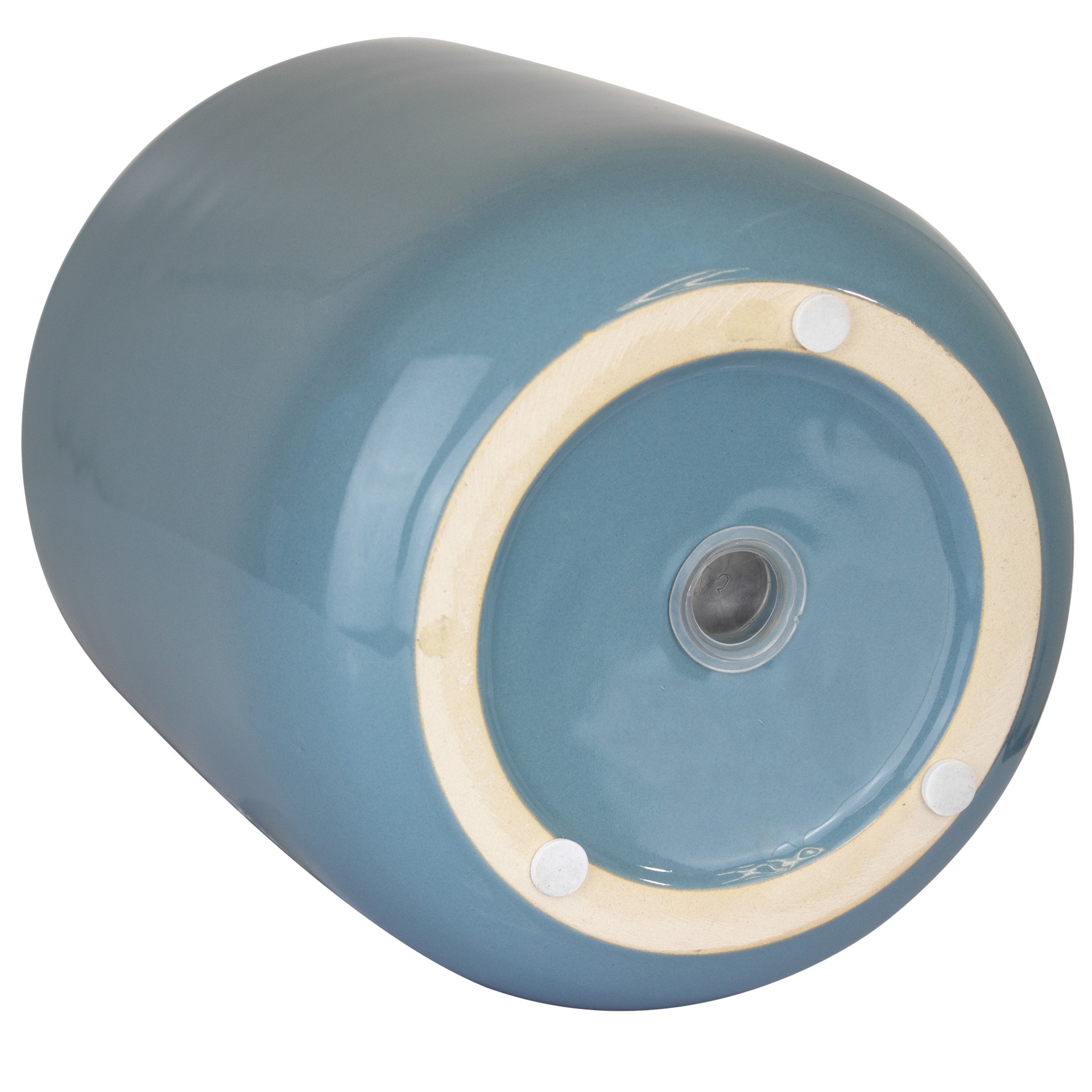 slide 5 of 6, allen + roth Round 6.7-in W x 6.7-in L Blue Ceramic Indoor Planter, 1 ct