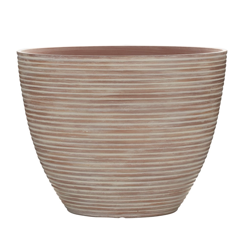 slide 1 of 6, allen + roth Round 15.8-in W x 15.8-in L Orange Resin Indoor/Outdoor Planter, 1 ct