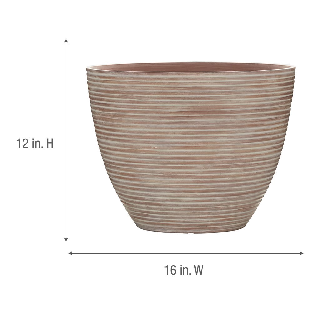 slide 5 of 6, allen + roth Round 15.8-in W x 15.8-in L Orange Resin Indoor/Outdoor Planter, 1 ct