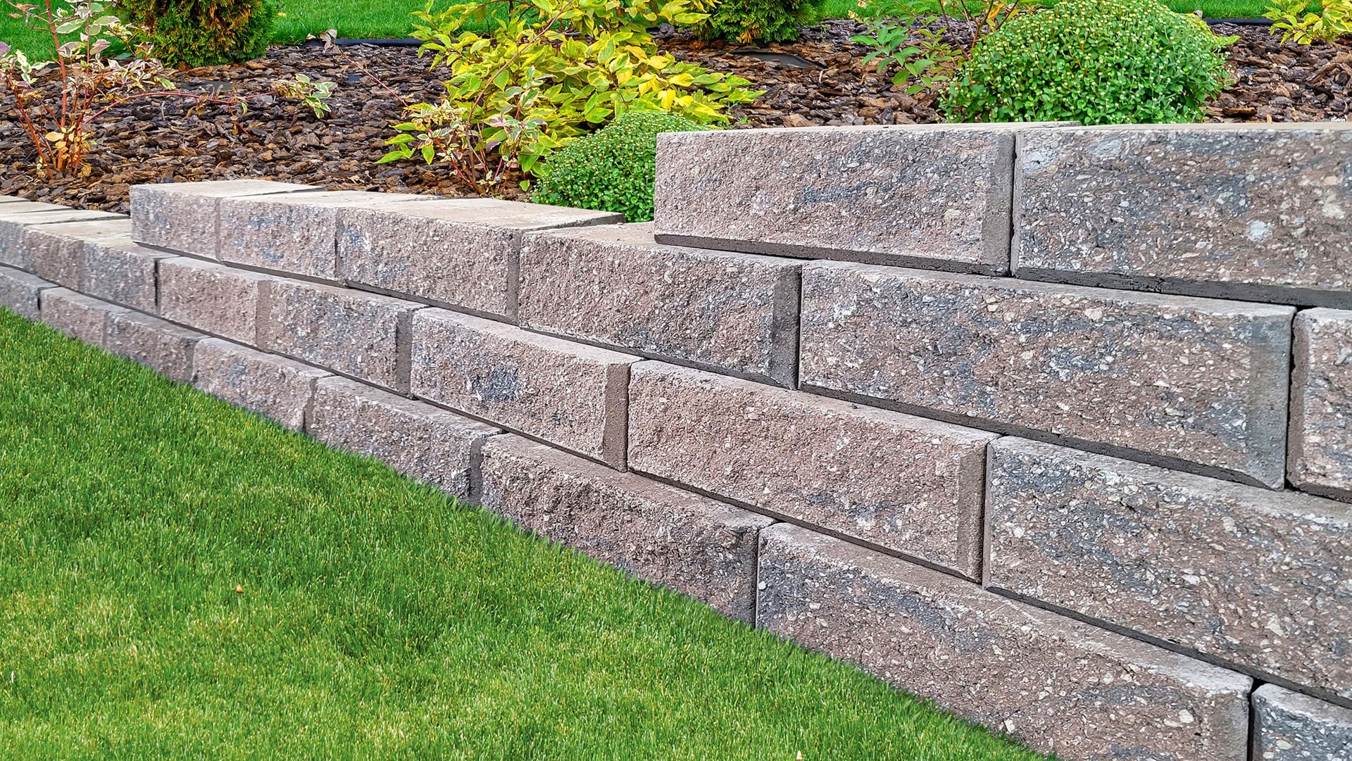 slide 3 of 6, 4-Inches H x 12-Inches L x 7-Inches D Brown/Charcoal Concrete Retaining wall block, 1 ct