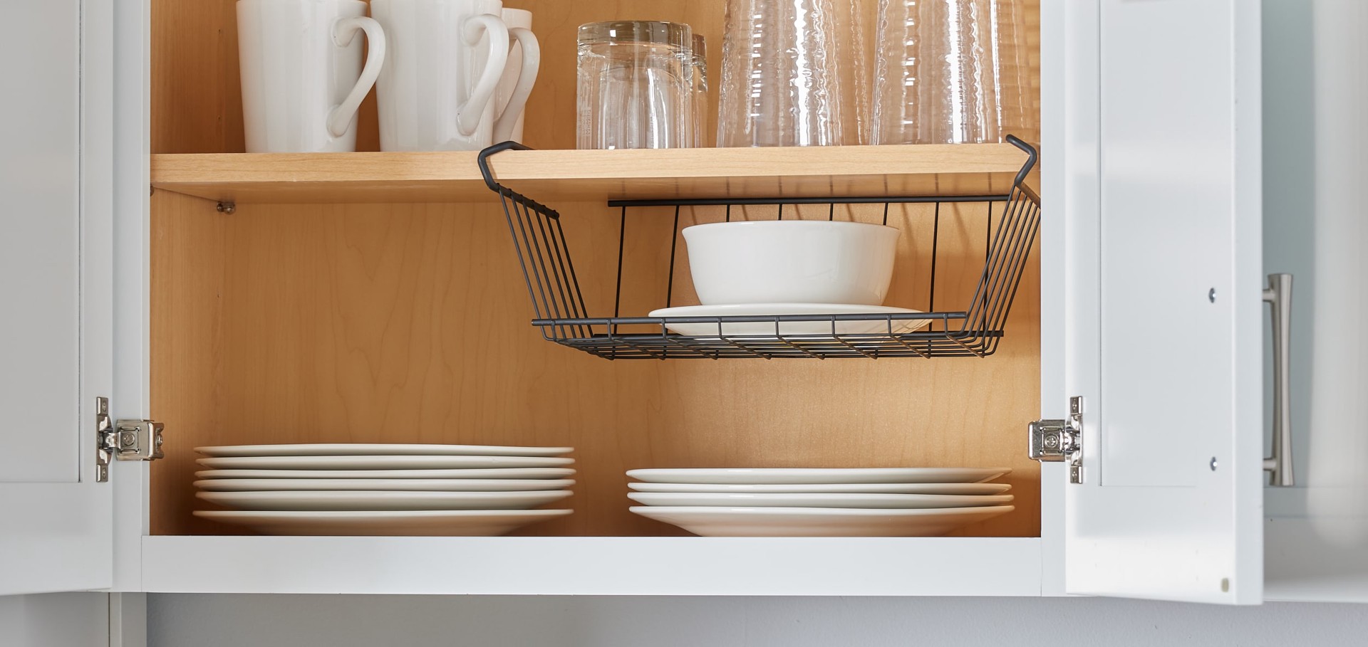 slide 4 of 6, allen + roth 13.58-in W x 5.31-in H x 9.84-in D 1 -Tier Under-shelf Black Metal Pull-out Under-shelf basket, 1 ct