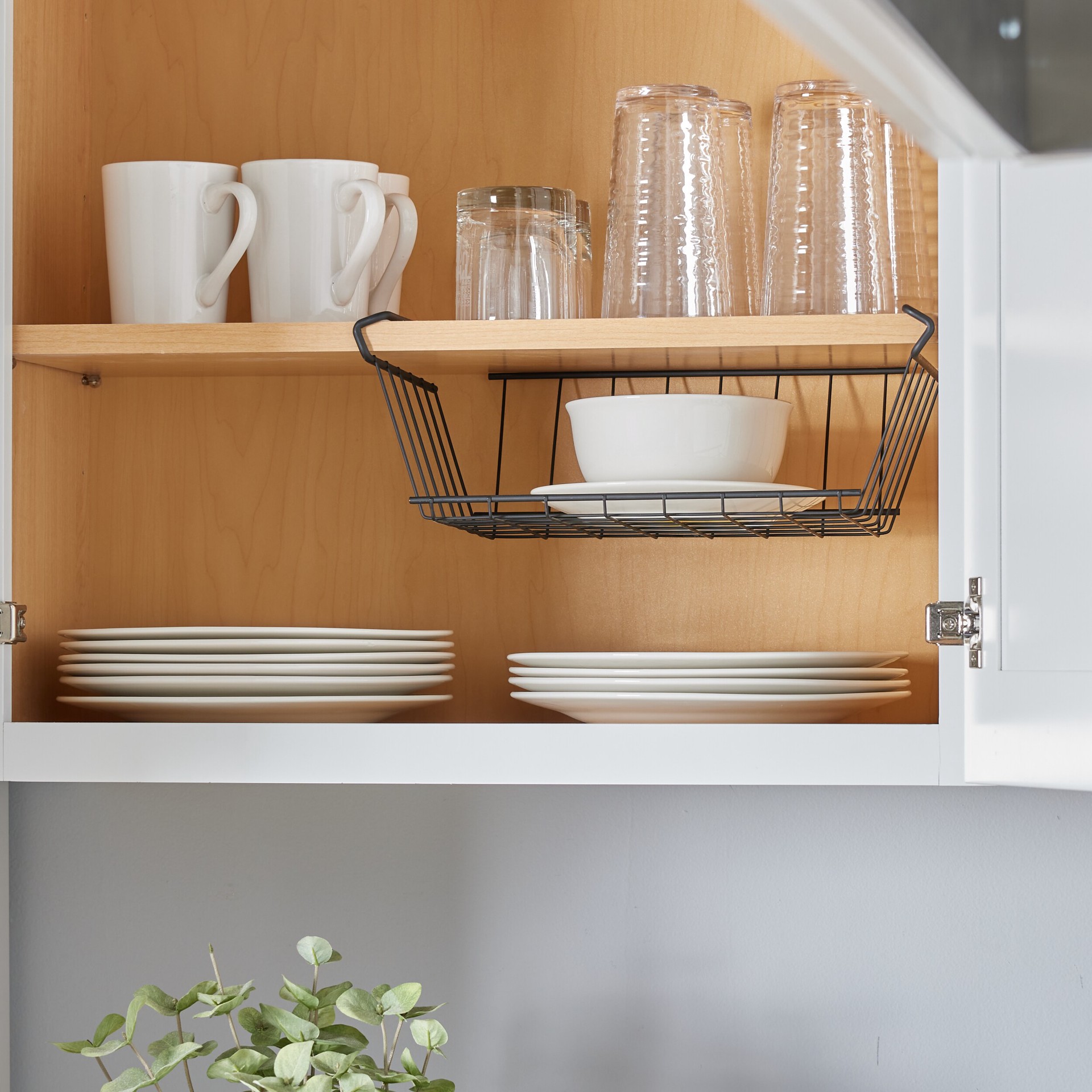 slide 5 of 6, allen + roth 13.58-in W x 5.31-in H x 9.84-in D 1 -Tier Under-shelf Black Metal Pull-out Under-shelf basket, 1 ct