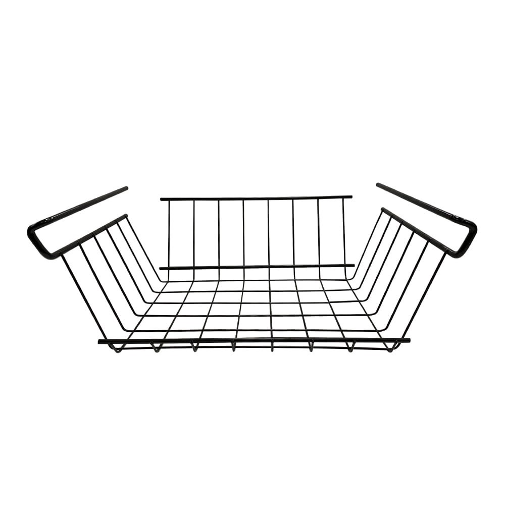 slide 1 of 6, allen + roth 13.58-in W x 5.31-in H x 9.84-in D 1 -Tier Under-shelf Black Metal Pull-out Under-shelf basket, 1 ct