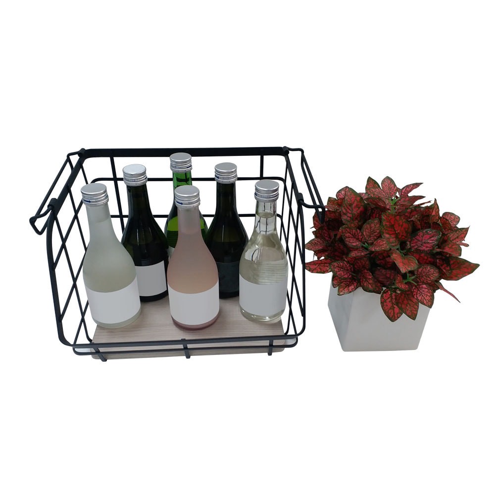 slide 5 of 6, allen + roth 11.18-in W x 8.43-in H x 9.8-in D 1 -Tier Freestanding Black MDF Can rack, 1 ct