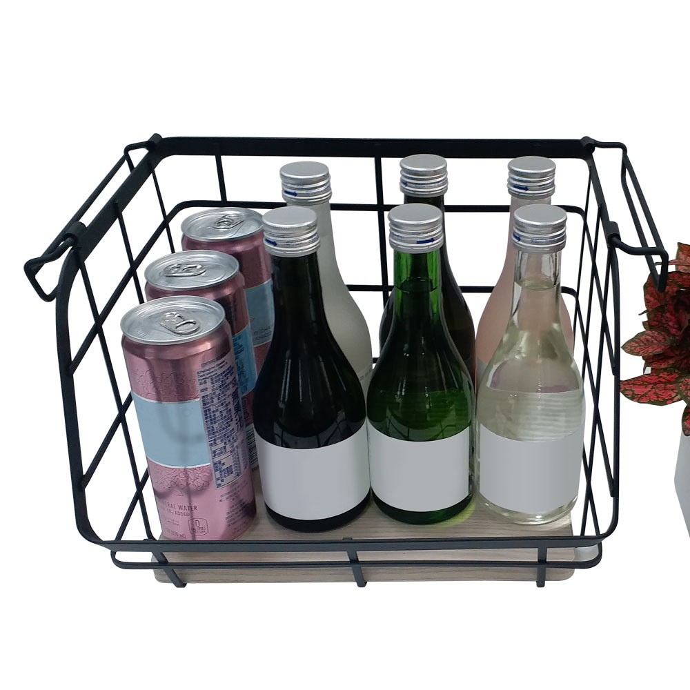 slide 6 of 6, allen + roth 11.18-in W x 8.43-in H x 9.8-in D 1 -Tier Freestanding Black MDF Can rack, 1 ct