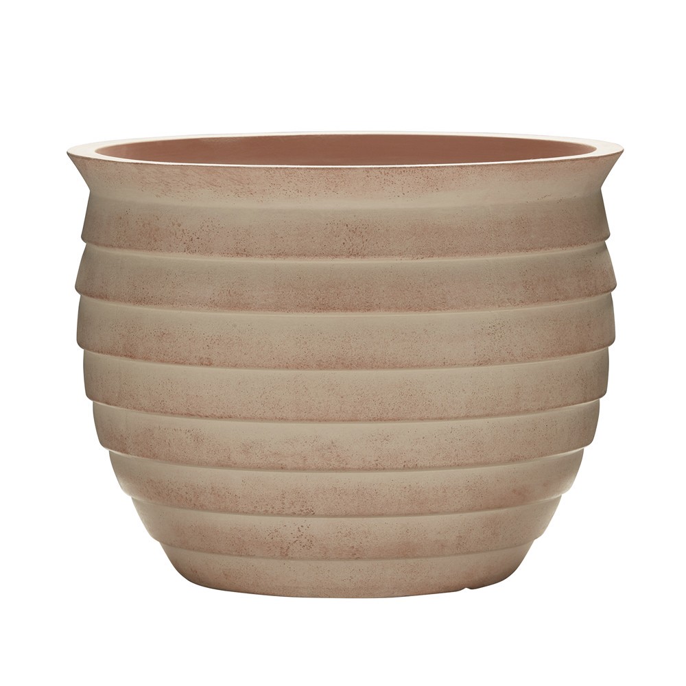 slide 1 of 5, allen + roth Round 9.5-in W x 9.5-in L Off-white Mixed/Composite Indoor/Outdoor Planter, 1 ct