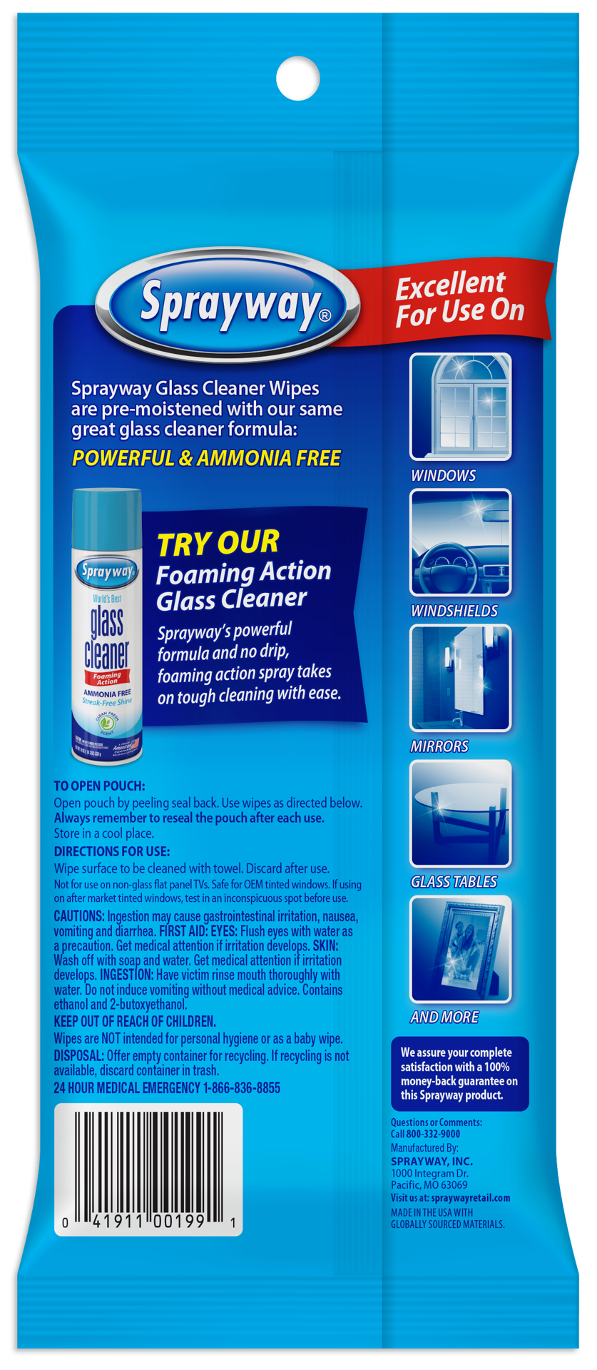 slide 2 of 3, Sprayway glass cleaner 20 -Count Wipes Glass Cleaner 20 -Pack, 1 ct