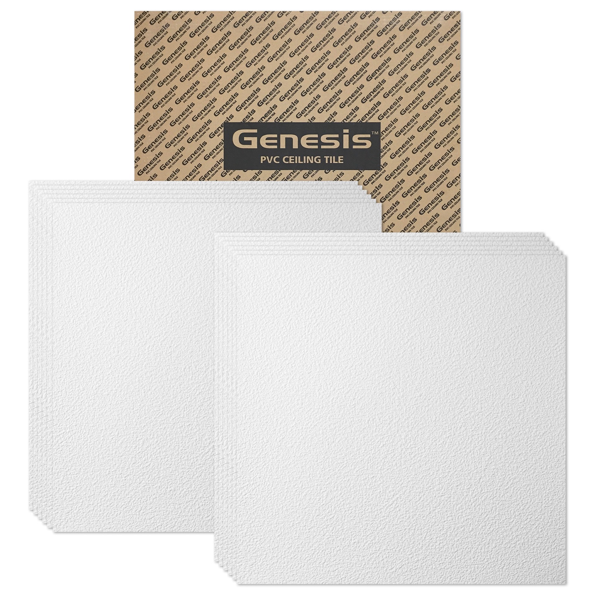 slide 2 of 6, Genesis 2-ft x 2-ft Stucco Pro White PVC Drop Ceiling Tile ( 4-sq ft / Case ), 1 ct