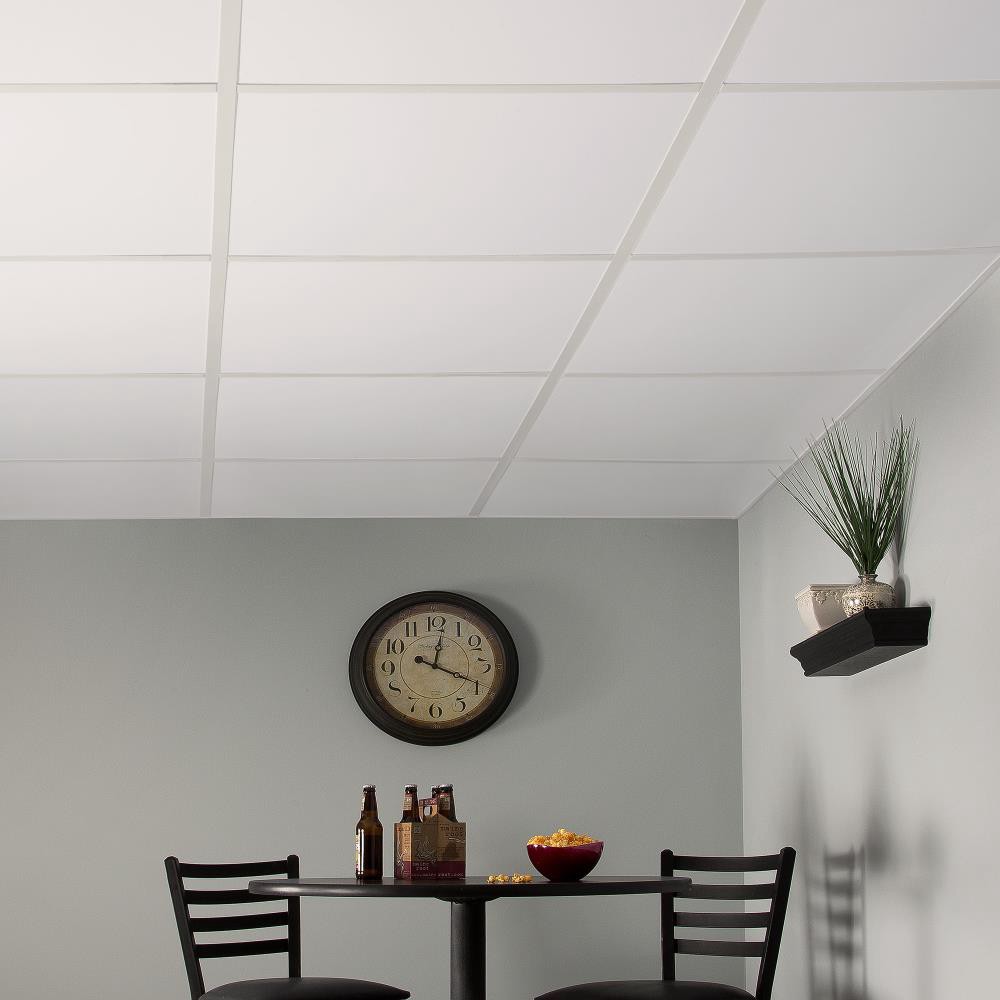 slide 4 of 6, Genesis 2-ft x 2-ft Smooth Pro White PVC Drop Ceiling Tile ( 4-sq ft / Case ), 1 ct