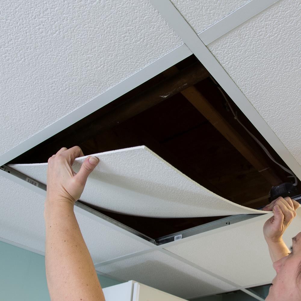 slide 6 of 6, Genesis 2-ft x 2-ft Smooth Pro White PVC Drop Ceiling Tile ( 4-sq ft / Case ), 1 ct