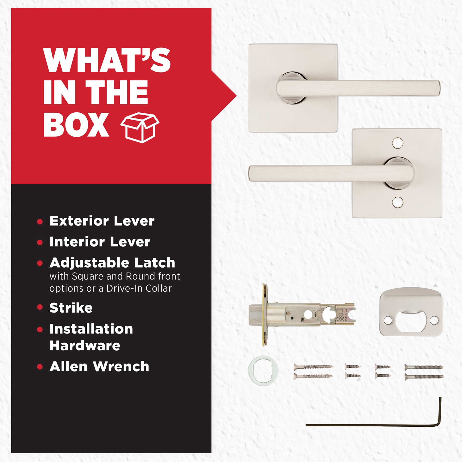 slide 6 of 6, Kwikset Signature Series Halifax Square Satin Nickel Interior or Hall/Closet Passage Door Handle, 1 ct