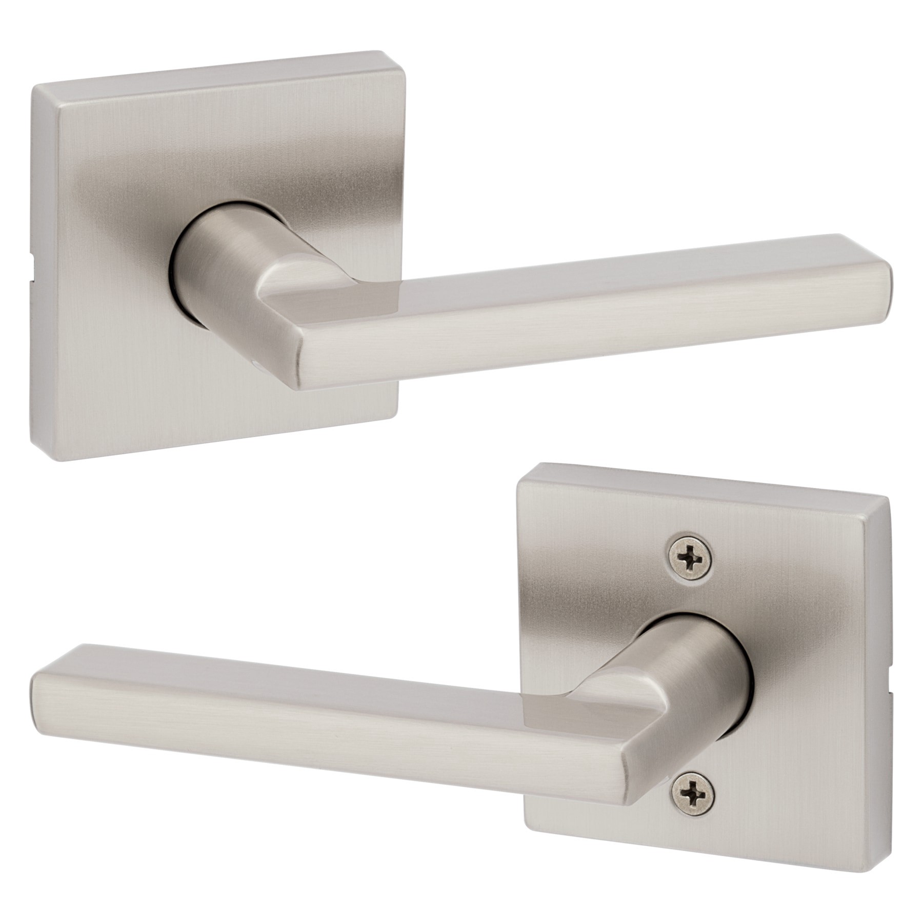 slide 1 of 6, Kwikset Signature Series Halifax Square Satin Nickel Interior or Hall/Closet Passage Door Handle, 1 ct