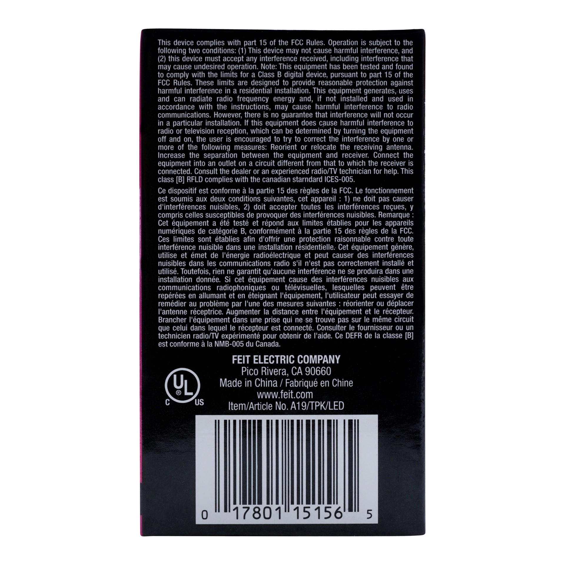 slide 4 of 6, Feit Electric A19 Pink Medium base (E-26) LED Decorative Light Bulb, 1 ct