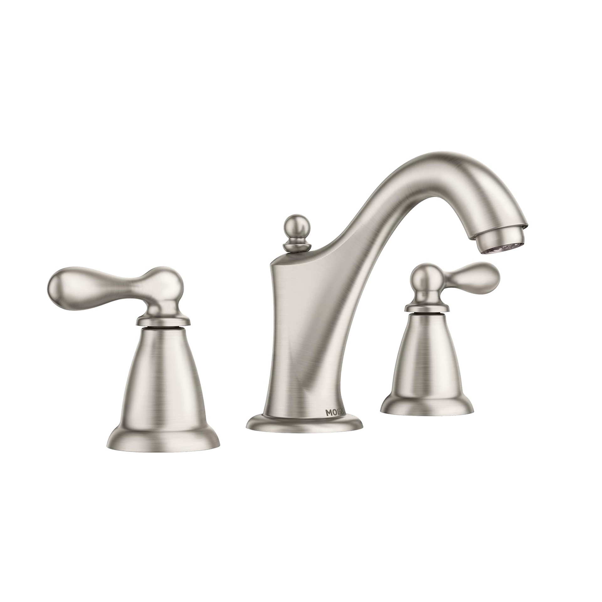 slide 1 of 1, Moen Caldwell Spot Resist brushed nickel Widespread 2-handle WaterSense Bathroom Sink Faucet with Drain, 1 ct