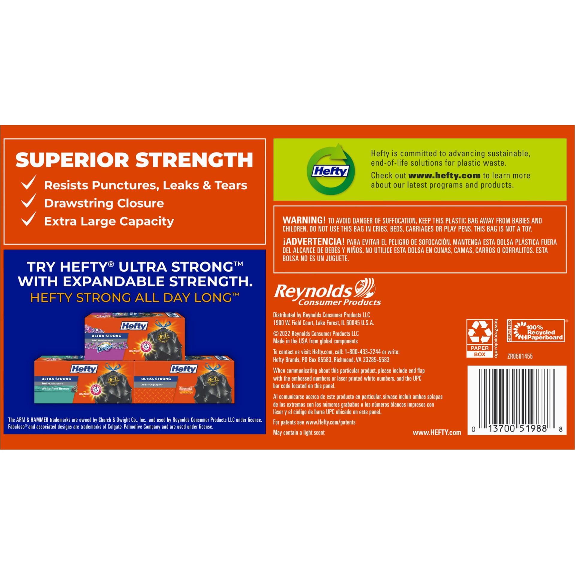 slide 2 of 5, Hefty 39-Gallon Black Outdoor Plastic Lawn and leaf Drawstring Trash Bag 34 -Count, 1 ct