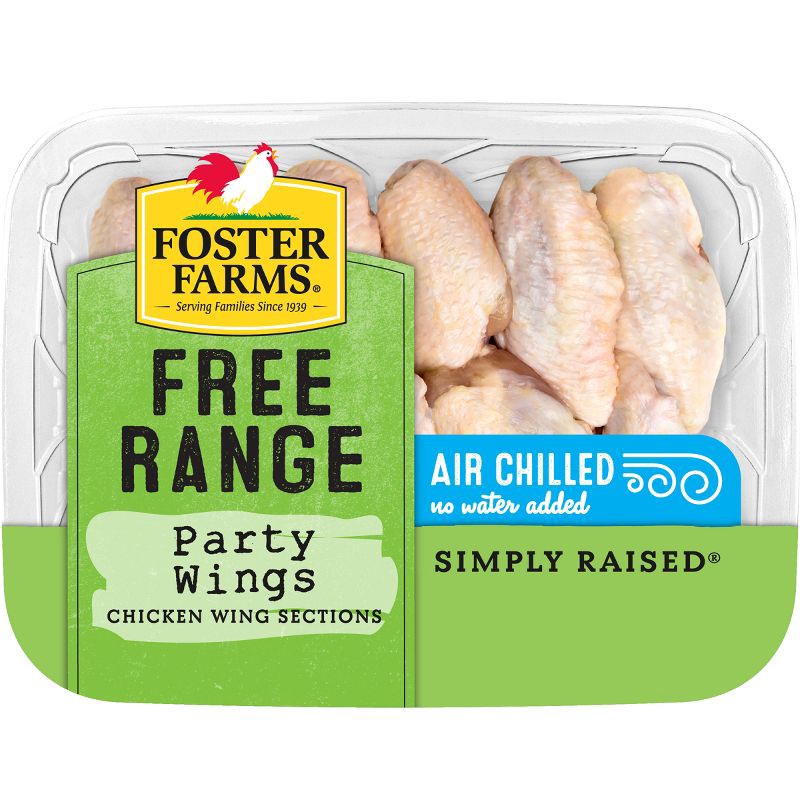 slide 2 of 10, Foster Farms Simply Raised USDA Antibiotic Free Party Chicken Wings - 1-2.5lbs - price per lb, per lb