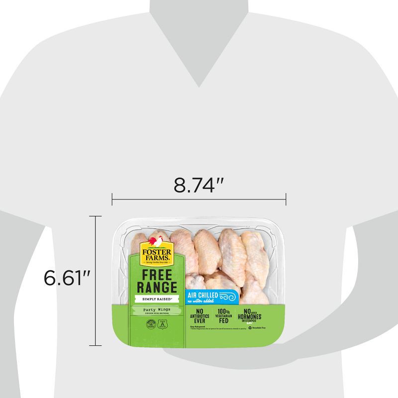 slide 9 of 10, Foster Farms Simply Raised USDA Antibiotic Free Party Chicken Wings - 1-2.5lbs - price per lb, per lb