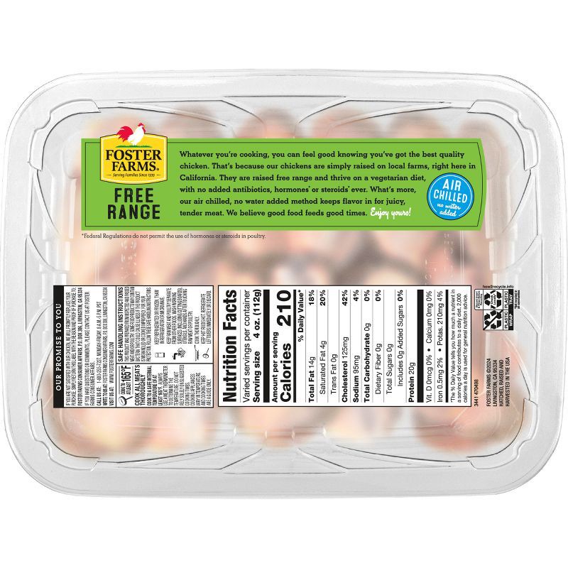 slide 10 of 10, Foster Farms Simply Raised USDA Antibiotic Free Party Chicken Wings - 1-2.5lbs - price per lb, per lb