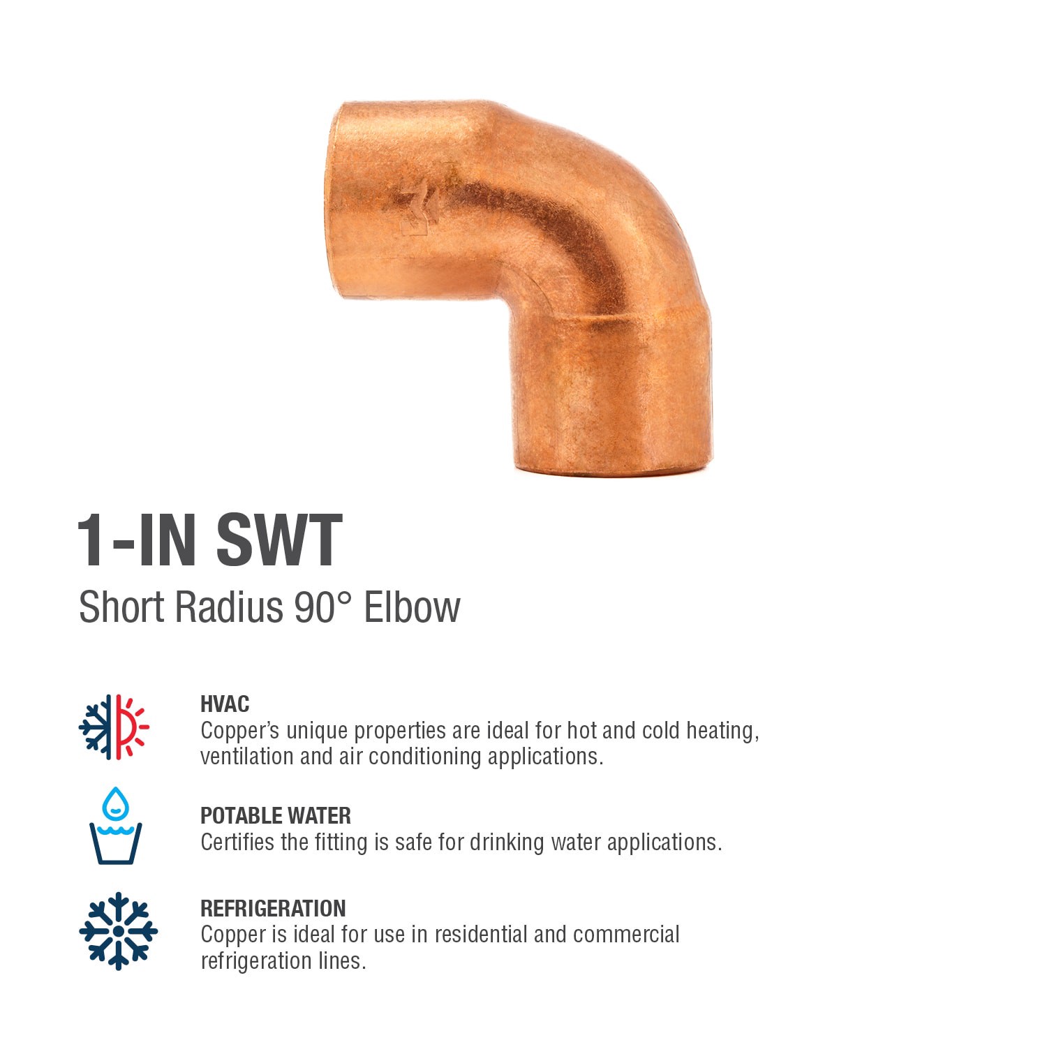 slide 4 of 6, Streamline 1-in 90-Degree Copper Short Radius Elbow, 1 ct