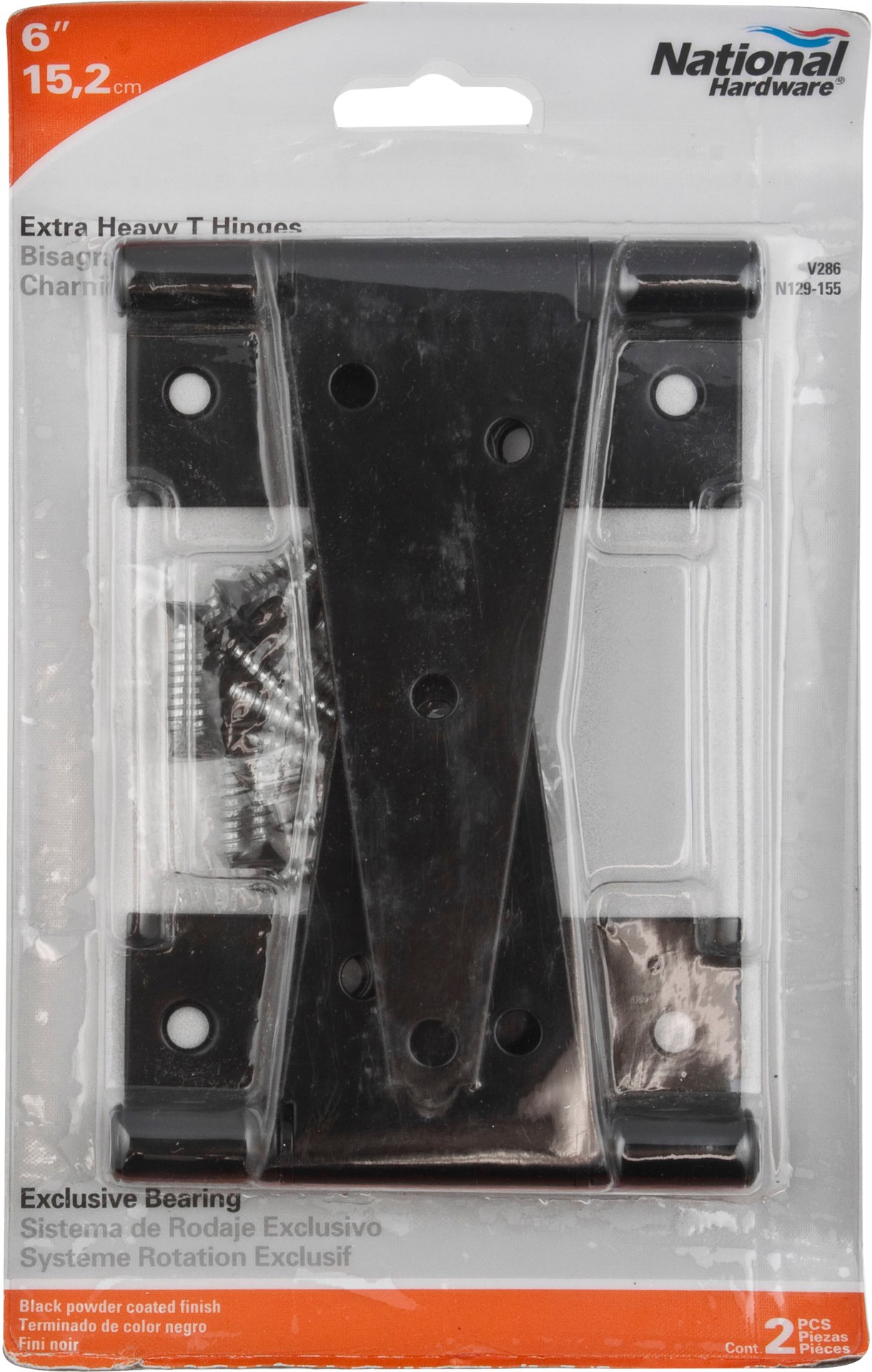 slide 3 of 6, National Hardware 4-1/4-in H Black T-shaped Interior/Exterior Door Hinge 2 -Pack, 1 ct