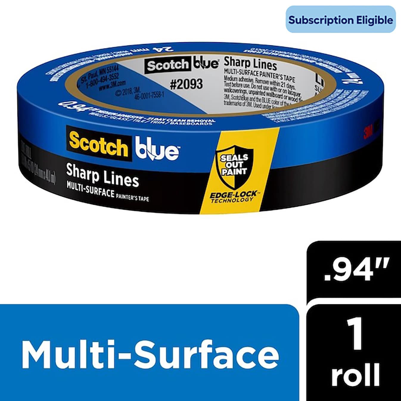 slide 2 of 6, ScotchBlue Sharp Lines Multi-Surface 0.94-in x 60 Yard(s) Painters Tape, 1 ct