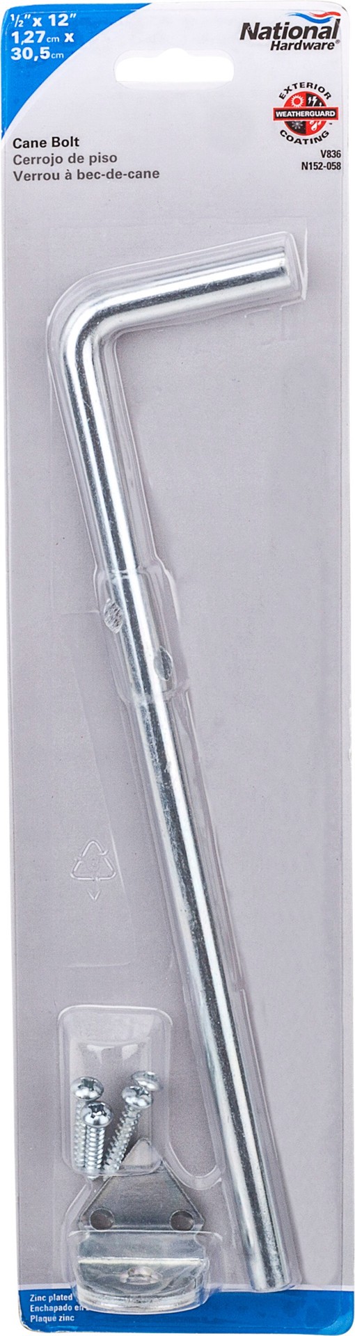 slide 3 of 6, National Hardware 12-in Zinc Gate cane bolt, 1 ct