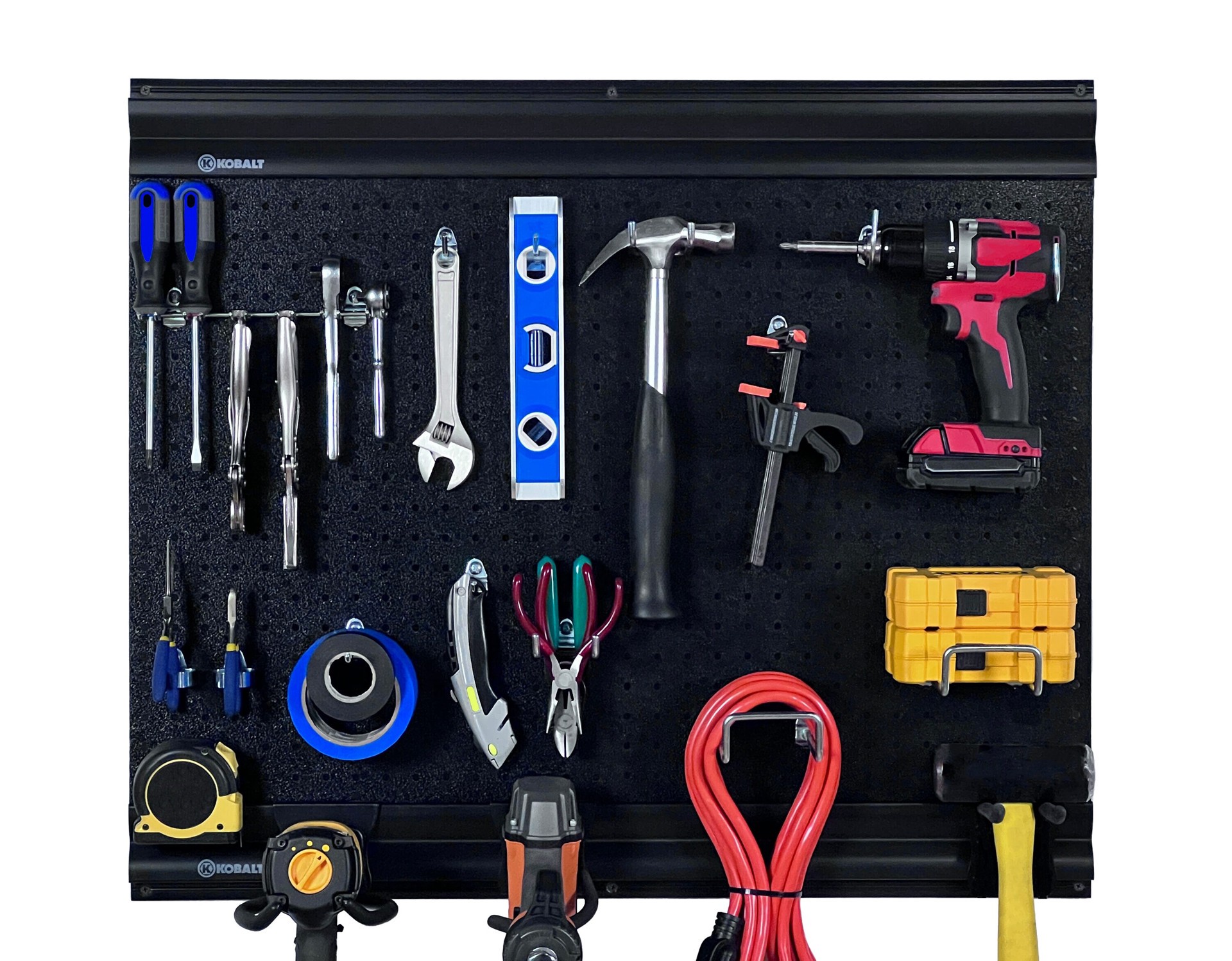 slide 2 of 4, Kobalt 20 -Piece Polypropylene Pegboard kit in Black 22-in W x 16-in H, 1 ct