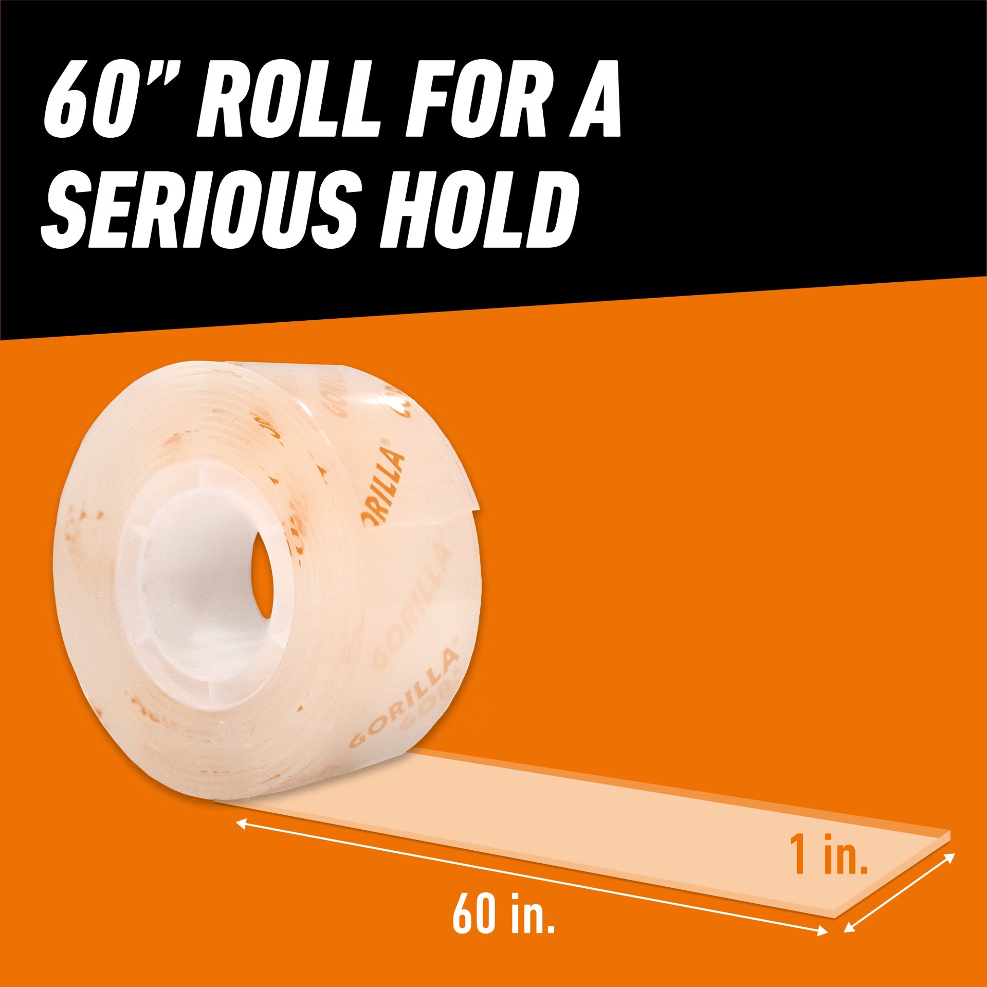 slide 6 of 6, Gorilla Tough Clear Mounting Tape 1-in x 5 Feet Double-Sided Tape, 1 ct