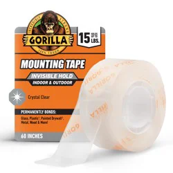 Gorilla Tough Clear Mounting Tape 1-in x 5 Feet Double-Sided Tape