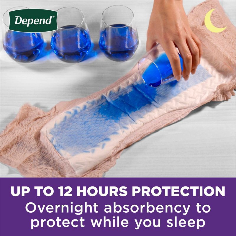 slide 4 of 9, Depend Night Defense Adult Incontinence Underwear for Women - Overnight Absorbency - L - Blush - 14ct, 14 ct