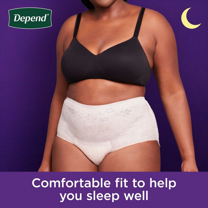slide 5 of 9, Depend Night Defense Adult Incontinence Underwear for Women - Overnight Absorbency - L - Blush - 14ct, 14 ct
