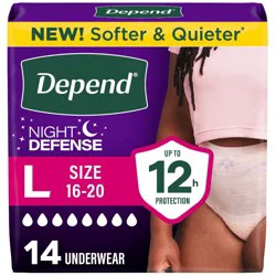 Depend Night Defense Adult Incontinence Underwear for Women - Overnight Absorbency - L - Blush - 14ct