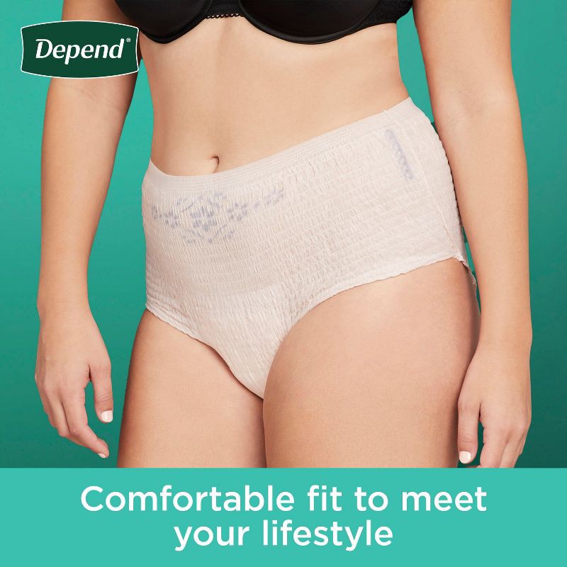 slide 4 of 7, Depend Fresh Protection Adult Incontinence & Postpartum Underwear for Women - Maximum Absorbency - L - Blush - 40ct, 40 ct