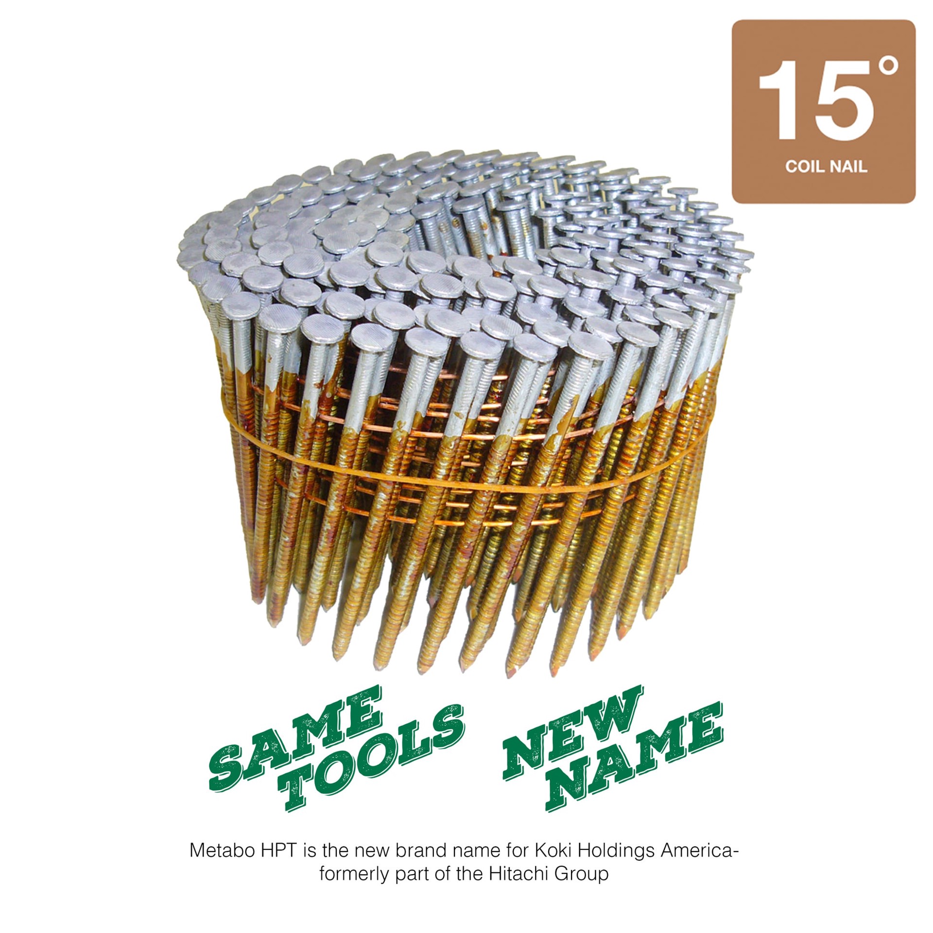 slide 4 of 4, Metabo HPT 2-3/8-in x 0.113-in 15 -Degree 7d Hot-dipped galvanized Ring Shank Collated Framing nails ( 2700 -Per Box ), 1 ct