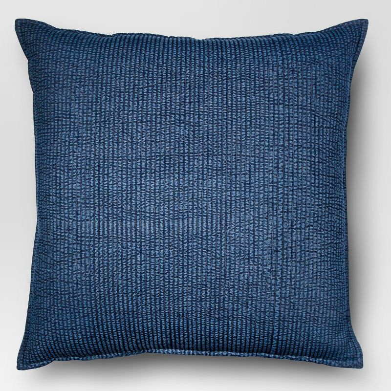 slide 1 of 1, Oversized Quilted Solid Square Pillow Chambray - Threshold™, 1 ct