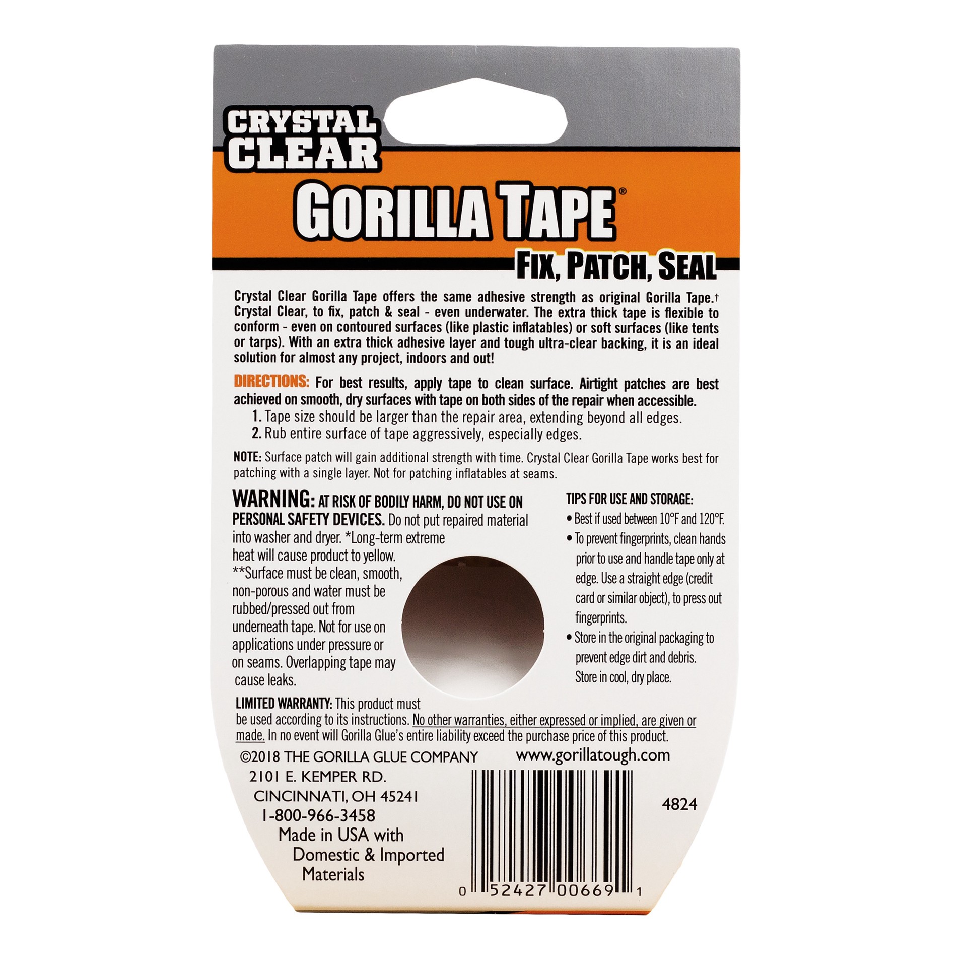 slide 2 of 6, Gorilla Clear Repair Clear Duct Tape 1.88-in x 27 Feet, 1 ct