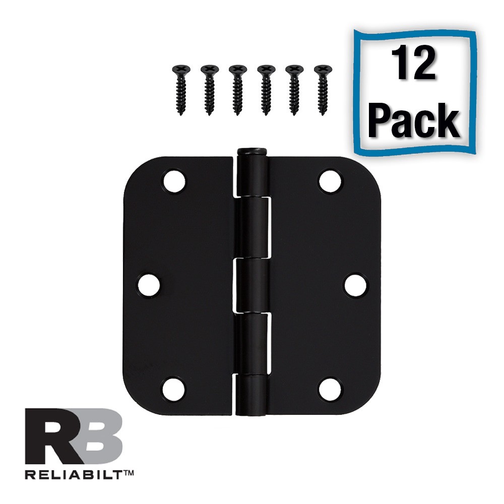 slide 1 of 6, RELIABILT 3-1/2-in H x 5/8-in Radius Oil-Rubbed Bronze Mortise Interior Door Hinge 12 -Pack, 1 ct
