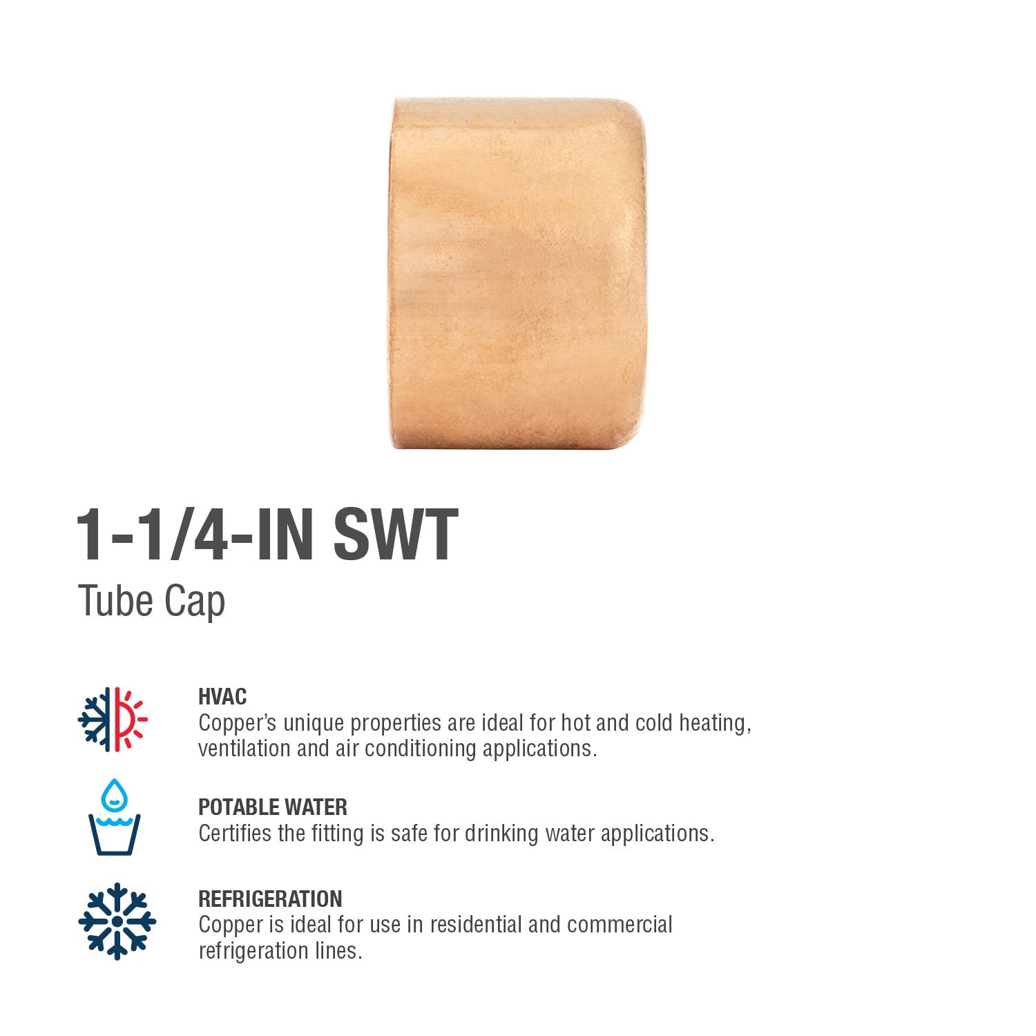 slide 4 of 6, Streamline 1-1/4-in Copper Tube Cap, 1 ct