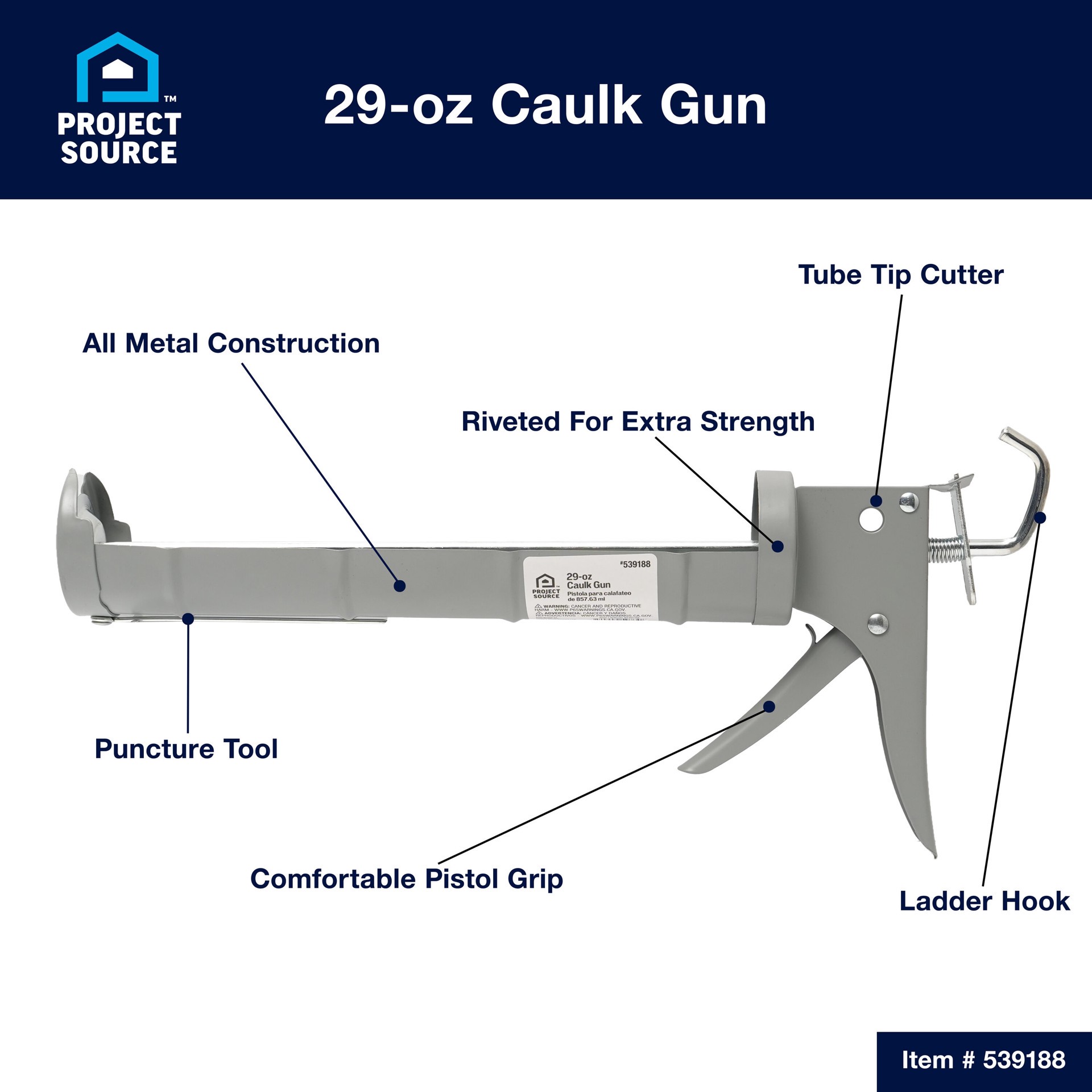 slide 2 of 6, Project Source 29 -oz Rod Caulk Gun, 1 ct