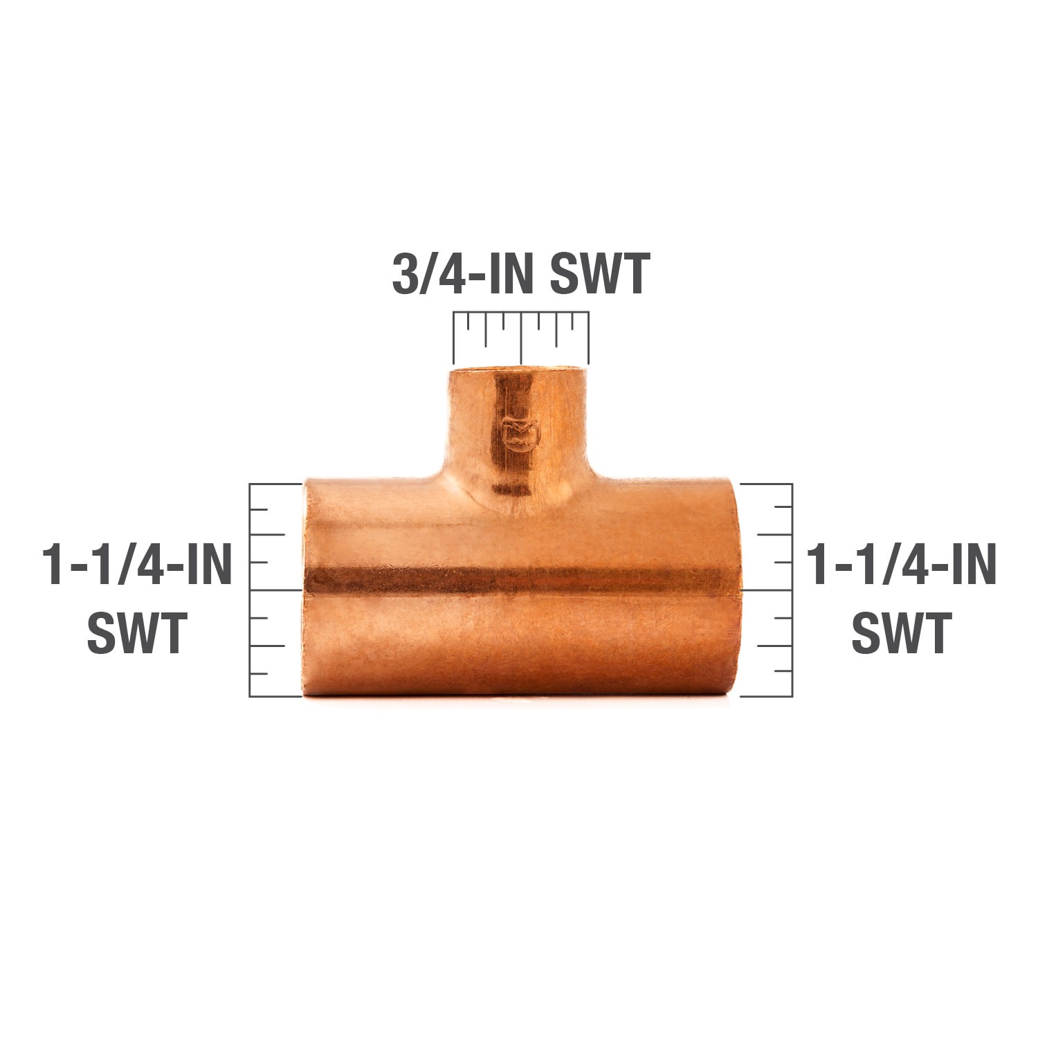 slide 4 of 6, Streamline 1-1/4-in x 1-1/4-in x 3/4-in Copper Reducing Tee, 1 ct