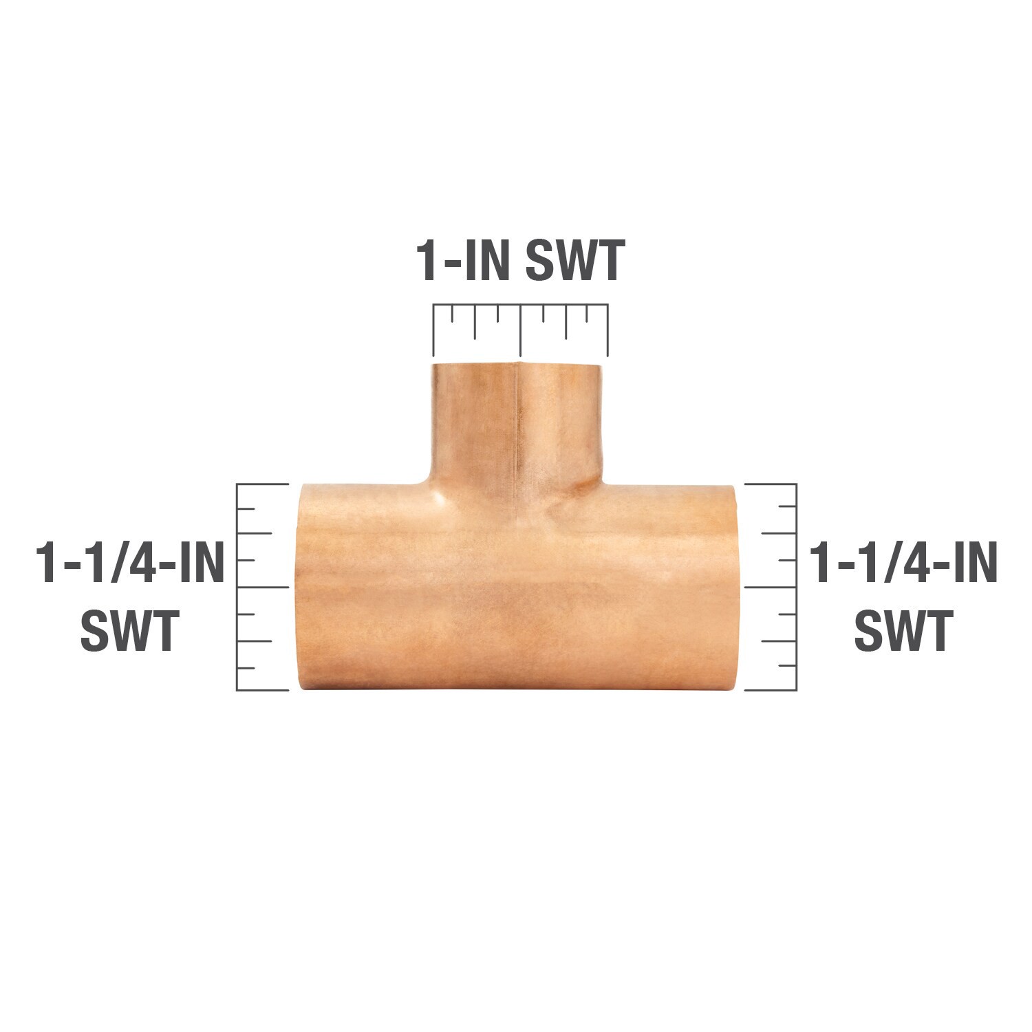 slide 3 of 6, Streamline 1-1/4-in x 1-1/4-in x 1-in Copper Reducing Tee, 1 ct
