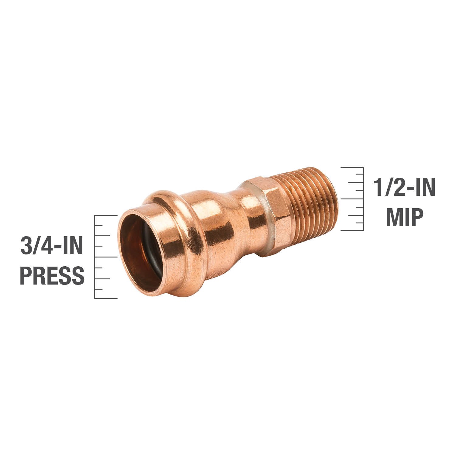 slide 2 of 6, Streamline 3/4-in x 1/2-in Copper Press Reducing Male Adapter, 1 ct