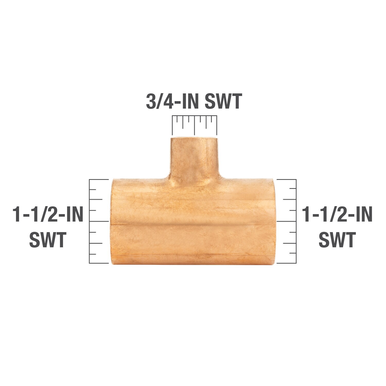 slide 3 of 6, Streamline 1-1/2-in x 1-1/2-in x 3/4-in Copper Reducing Tee, 1 ct