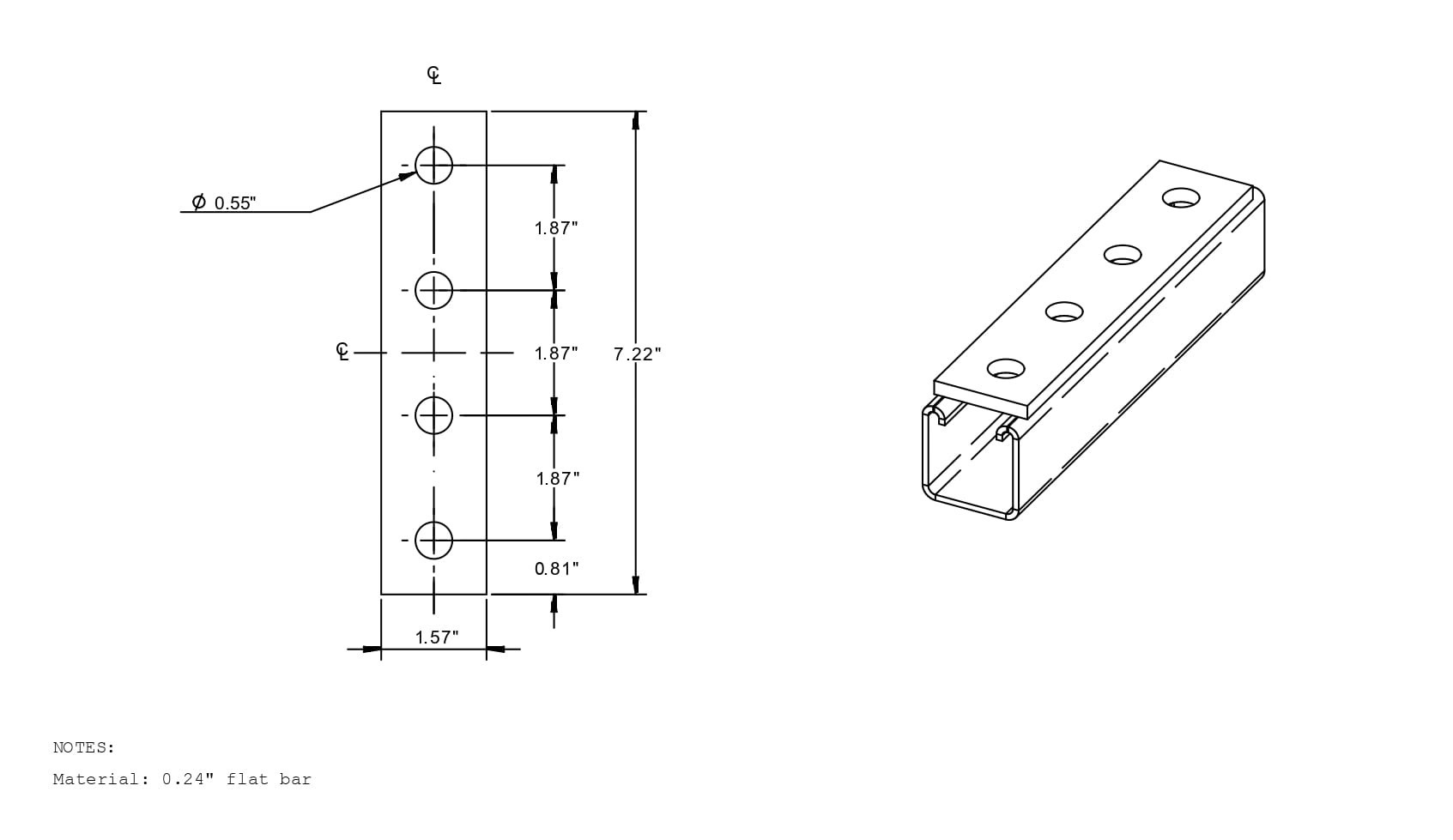 slide 3 of 3, Adamax 1/2-in Straight Strut Bracket, 1 ct