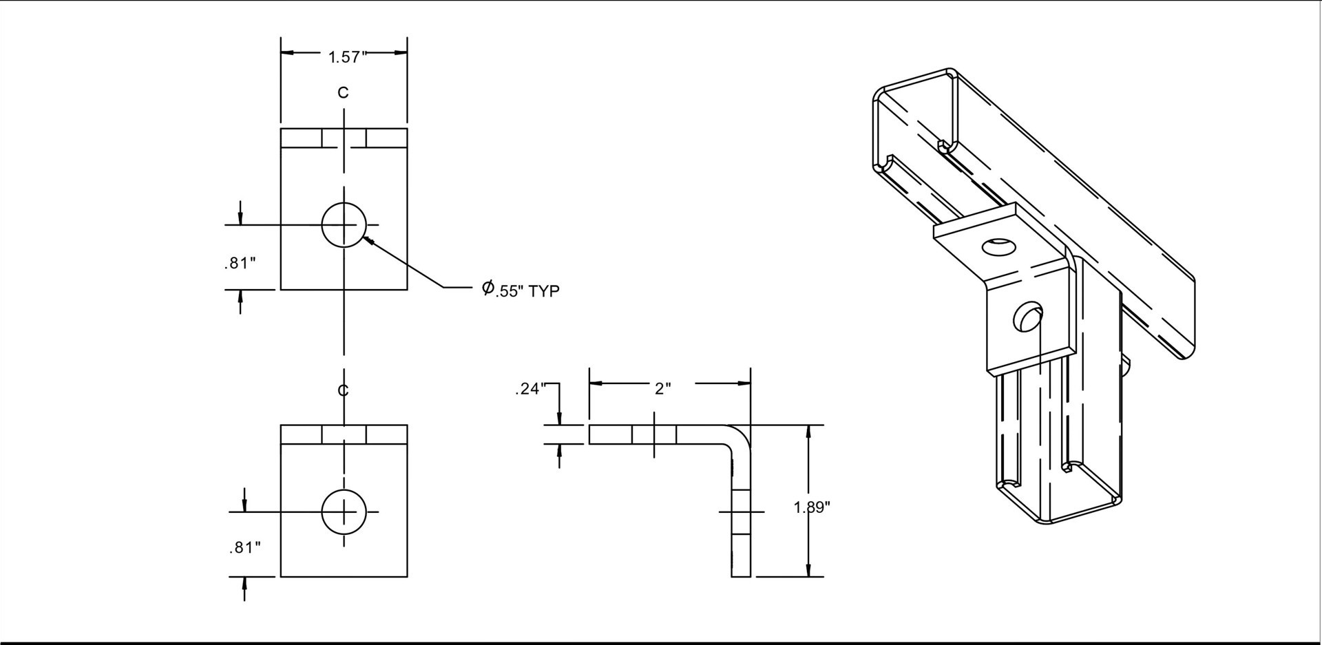 slide 2 of 2, Adamax 1/2-in Angled Strut Bracket, 1 ct